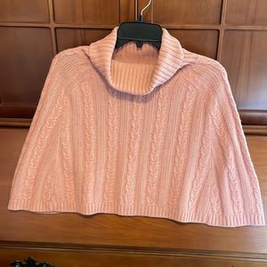 Dusty rose cable knit poncho